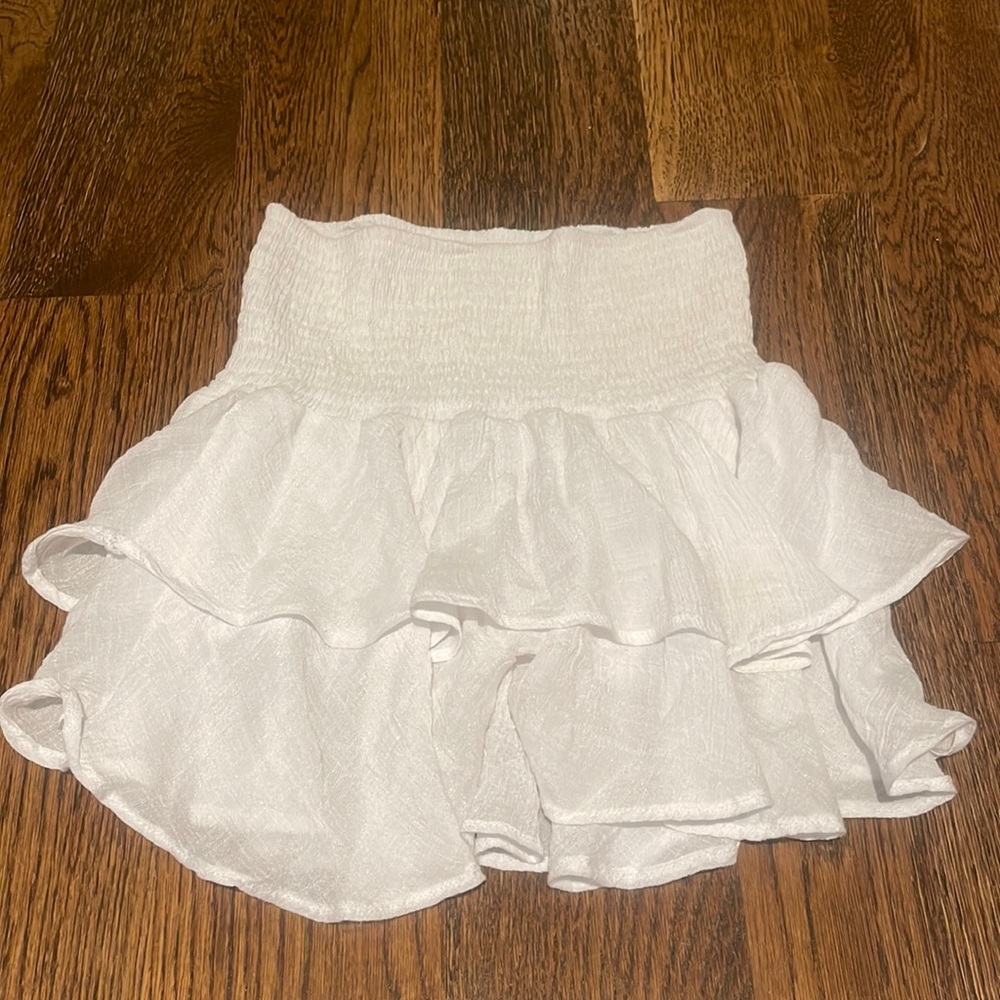 white mini skirt